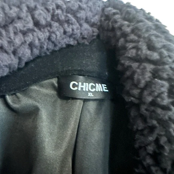 ChicMe Black Fuzzy Fleece Jacket Size XL - Picture 4 of 6